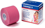 Leukotape K 5cm x 5cm Color Rosa. Cinta elástica adhesiva para vendajes neuromusculares (kinesiológica). 
