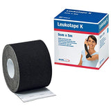 Leukotape K 5cm x 5cm Color Negro. Cinta elástica adhesiva para vendajes neuromusculares (kinesiológica). 